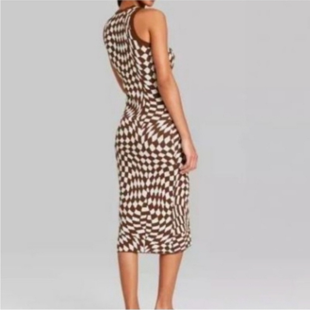 Wild Fable Brown Checker Midi Dress